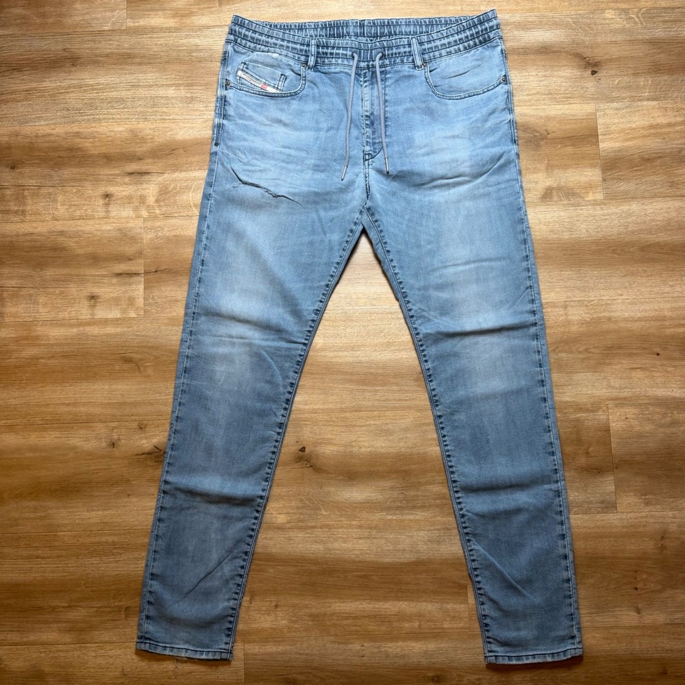 Diesel D-Strukt Jogg Jeans Mens 38x32 Light Blue Slim Fit Drawstring Hybrid